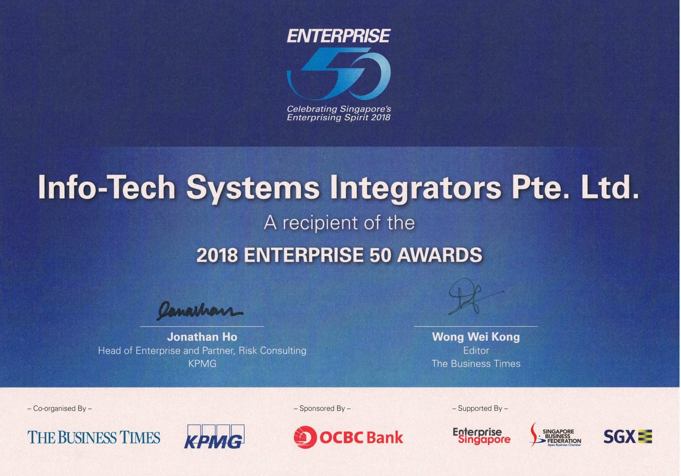 Prestigous Enterprise 50 Award